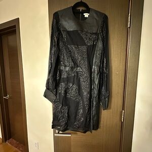 Helmut Lang black real Faux Leather dress. One of a kind. Size 0